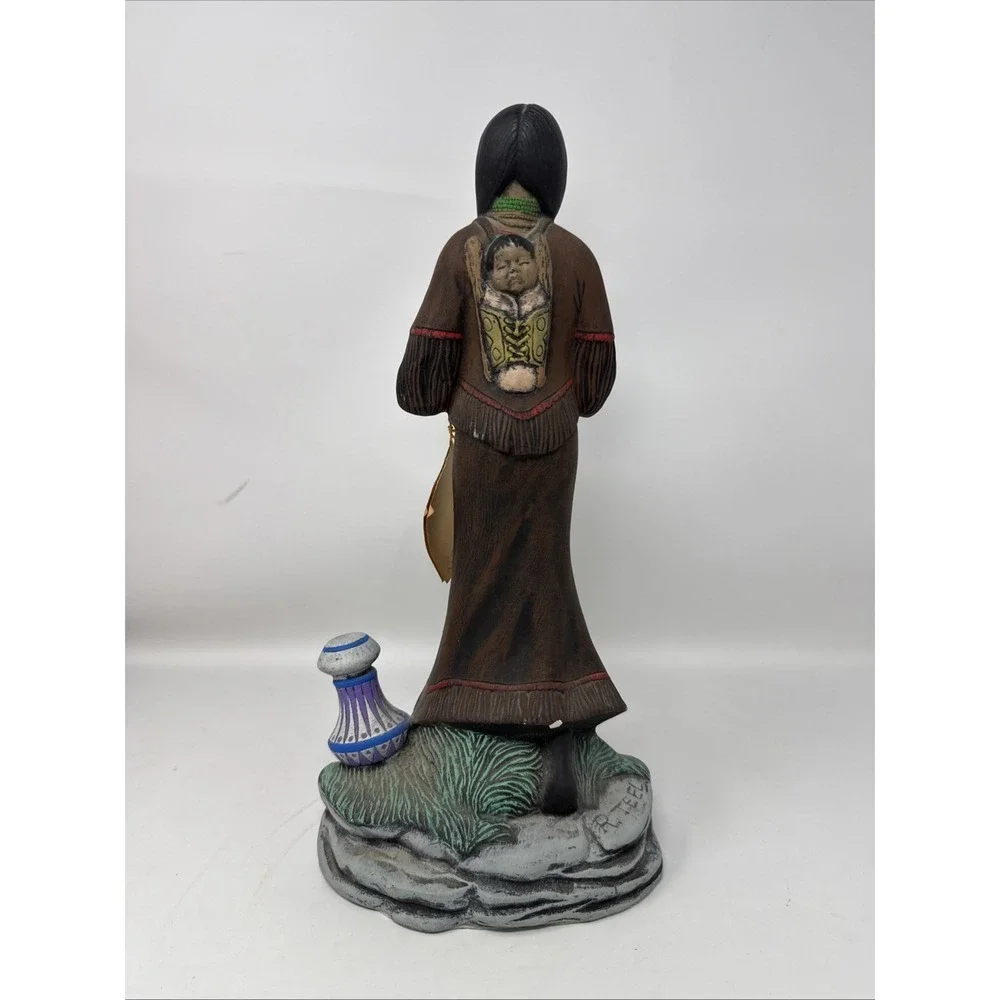 Vintage Handcrafted Native American Woman Figurine Ceramic Rance Teel's Creation